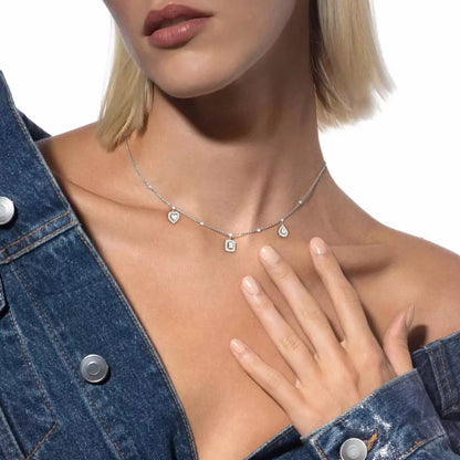 [Panda Jewelry]My Twin Diamond Necklace in Silver