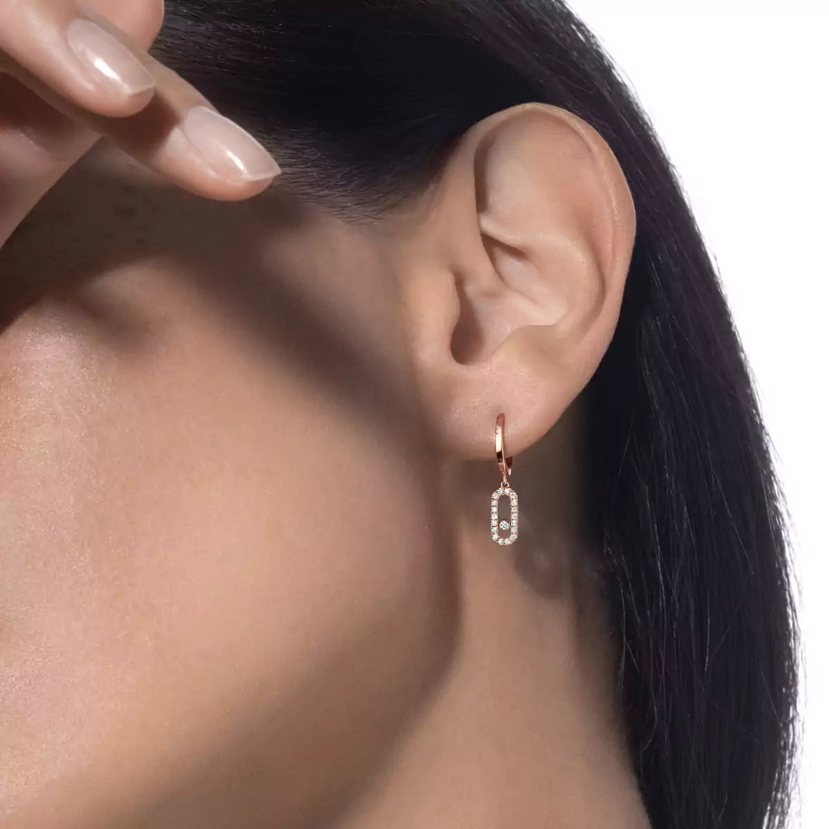 [Panda Jewelry]Move Uno Single Diamond Hoop Earring