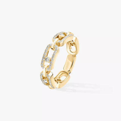 [Panda Jewelry]Move Link Pave_-Set Diamond Ring in Gold