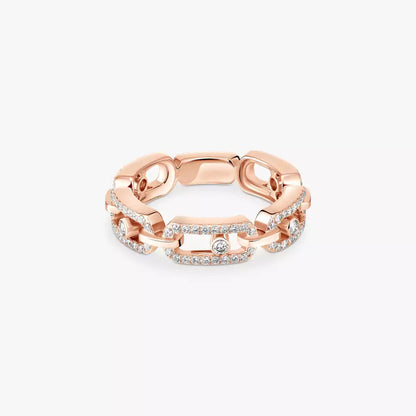 [Panda Jewelry]Move Link Pave_-Set Diamond Ring in Gold