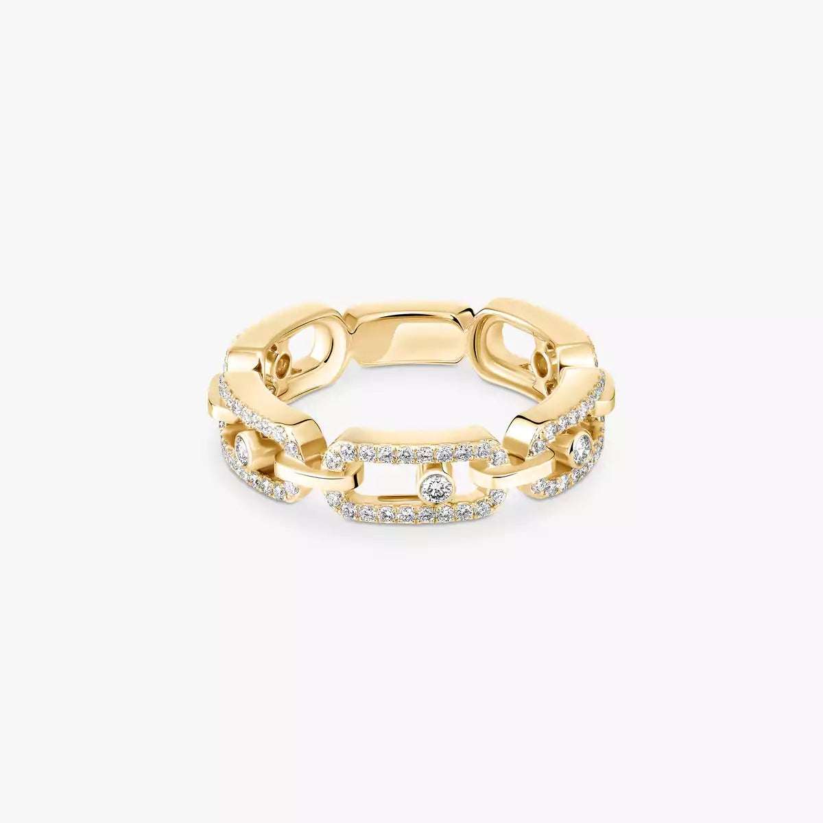 [Panda Jewelry]Move Link Pave_-Set Diamond Ring in Gold