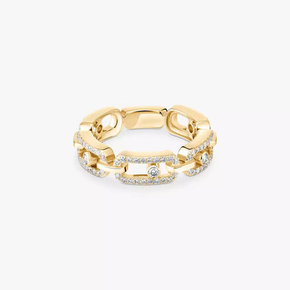[Panda Jewelry]Move Link Pave_-Set Diamond Ring in Gold