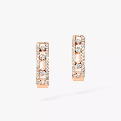 [Panda Jewelry]Diamond Pave_ Hoop Earrings Move