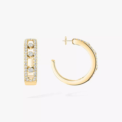 [Panda Jewelry]Diamond Pave_ Hoop Earrings Move