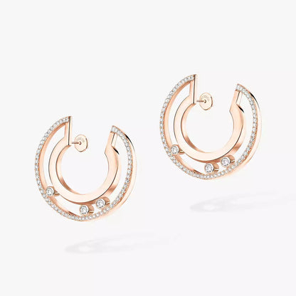 [Panda Jewelry]Move Romane Small Diamond Hoop Earrings