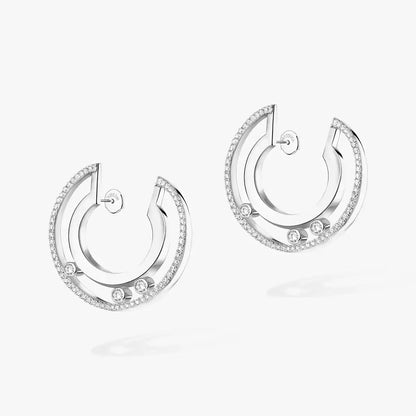 [Panda Jewelry]Move Romane Small Diamond Hoop Earrings