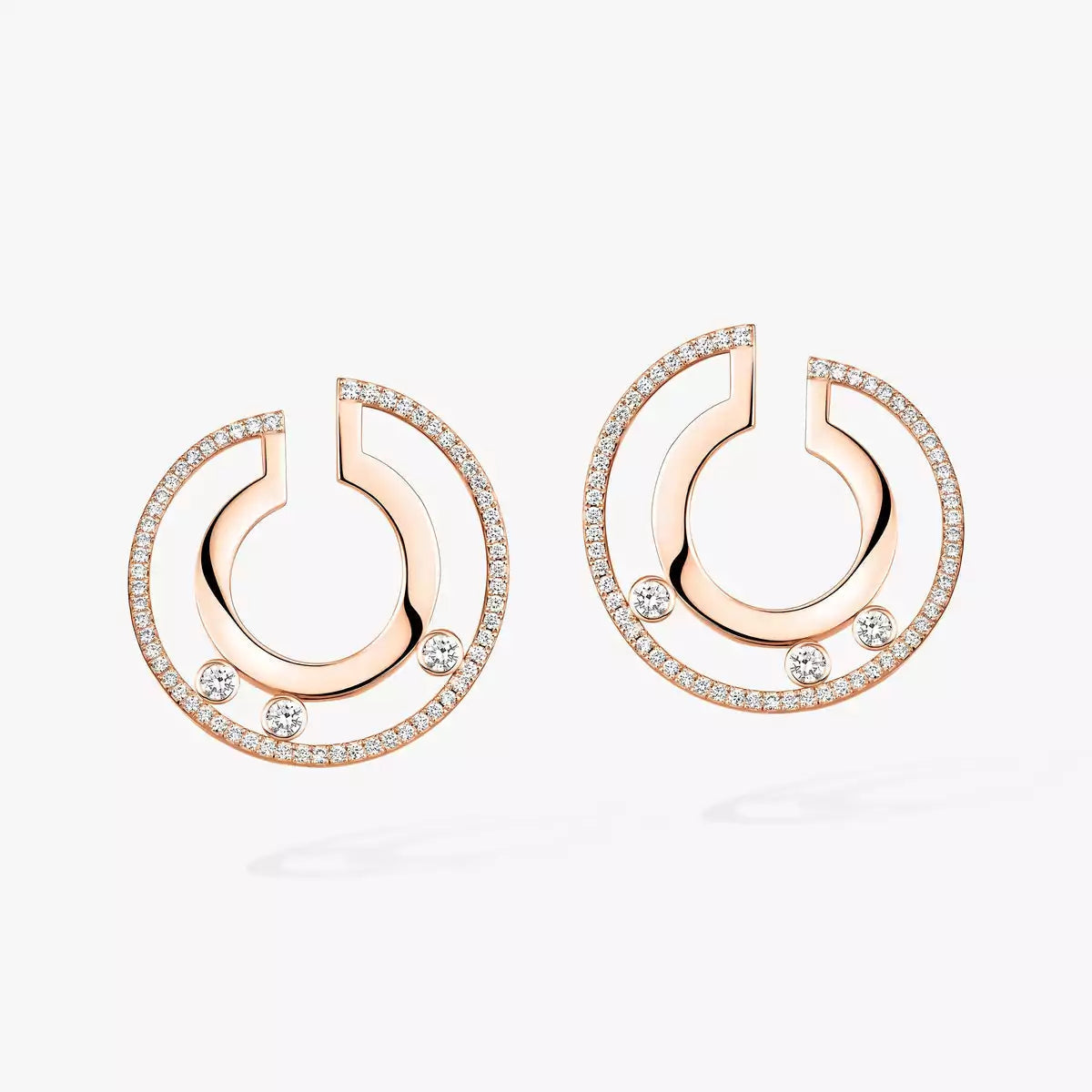[Panda Jewelry]Move Romane Small Diamond Hoop Earrings