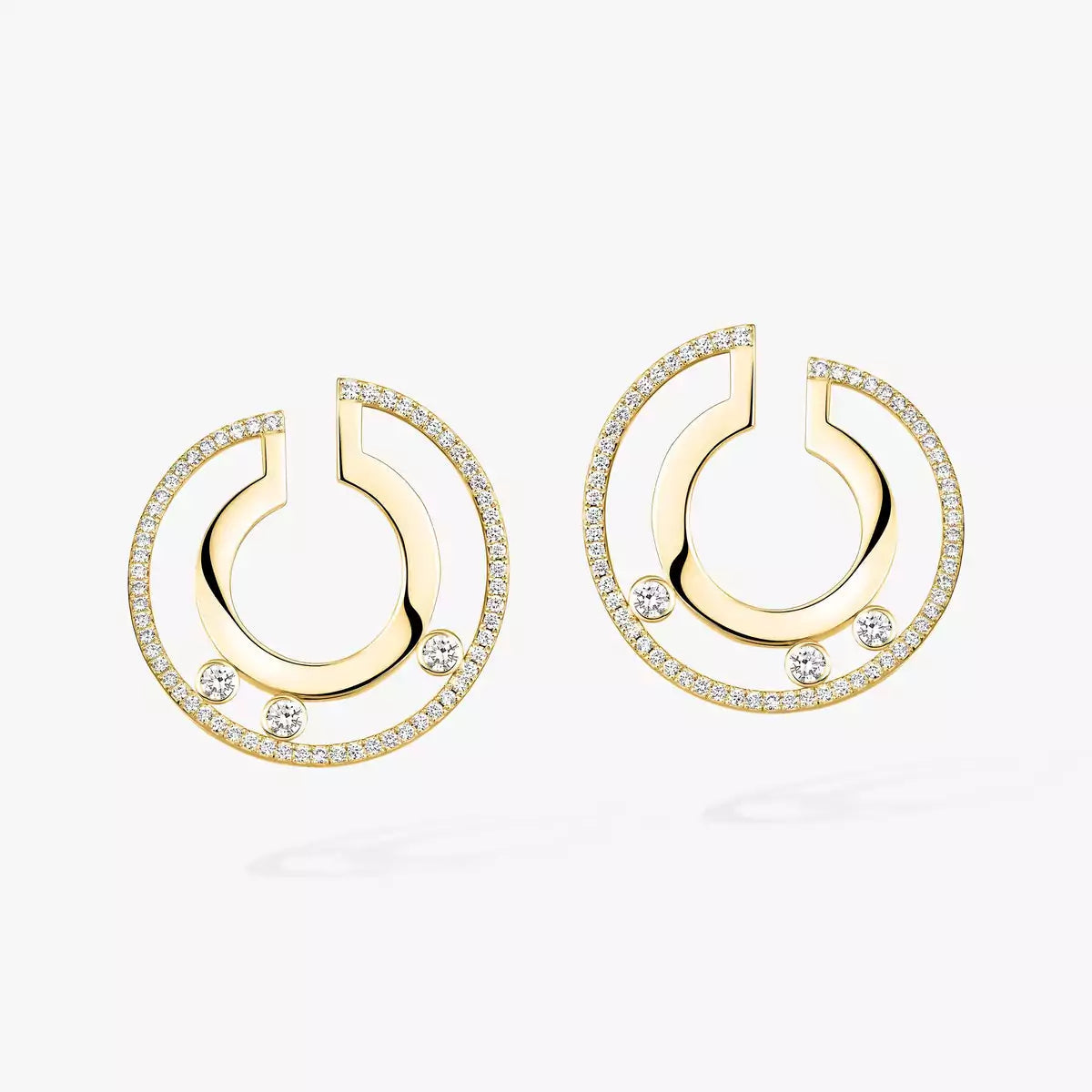 [Panda Jewelry]Move Romane Small Diamond Hoop Earrings