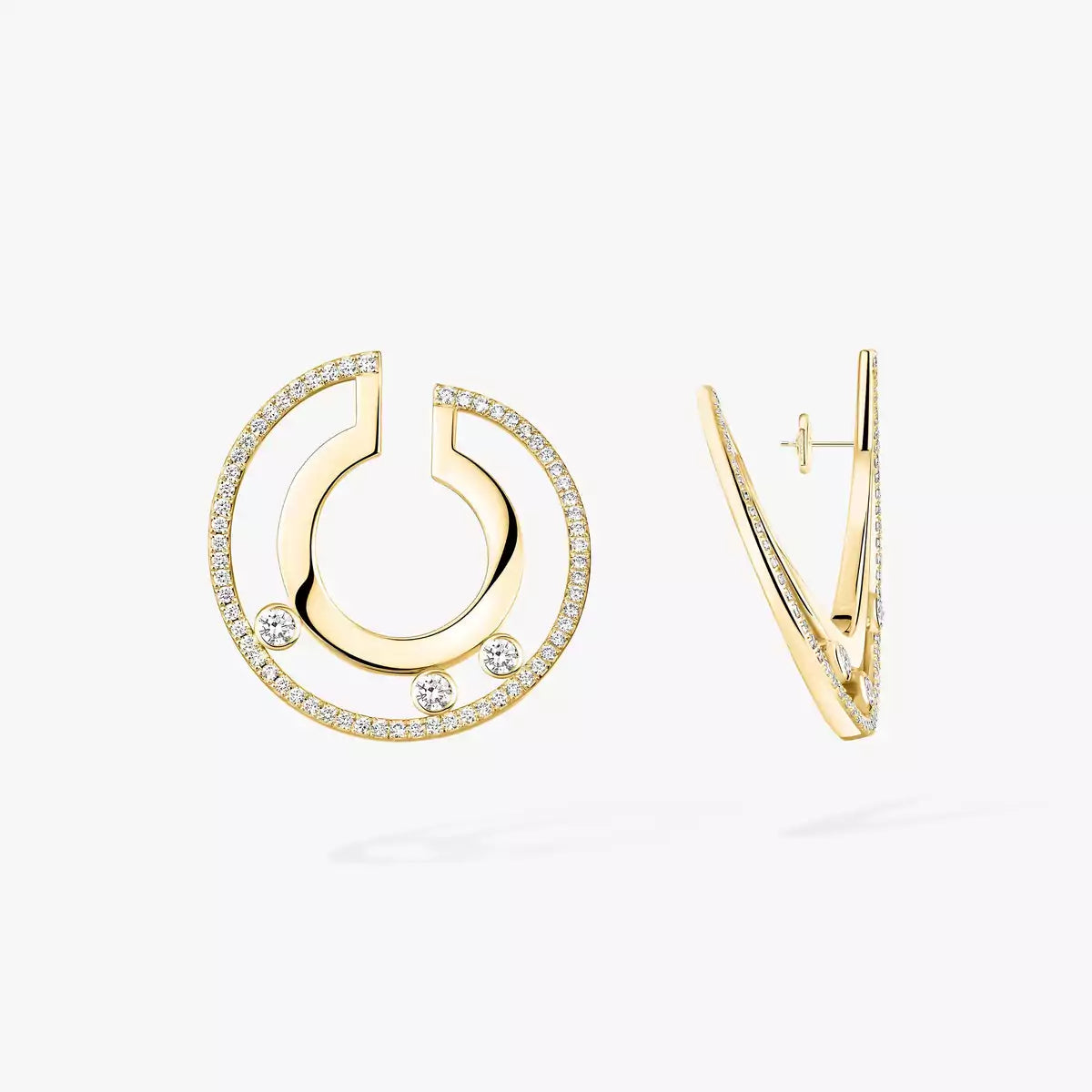 [Panda Jewelry]Move Romane Small Diamond Hoop Earrings