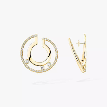 [Panda Jewelry]Move Romane Small Diamond Hoop Earrings