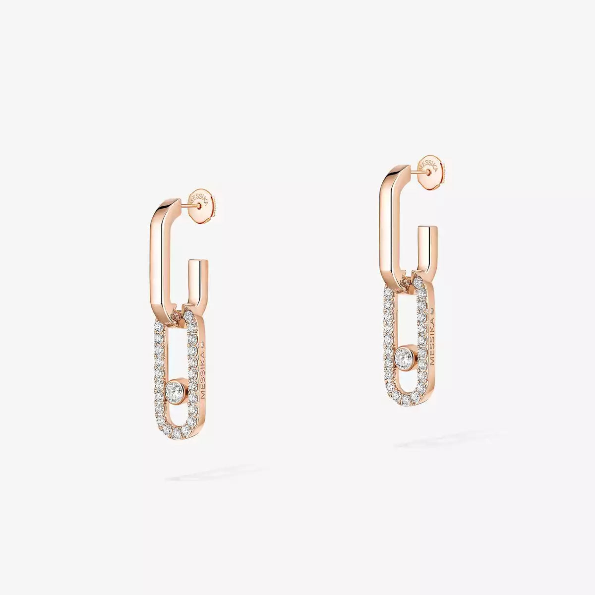 [Panda Jewelry]Move Link Diamond Earrings
