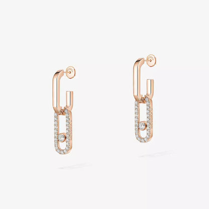 [Panda Jewelry]Move Link Diamond Earrings