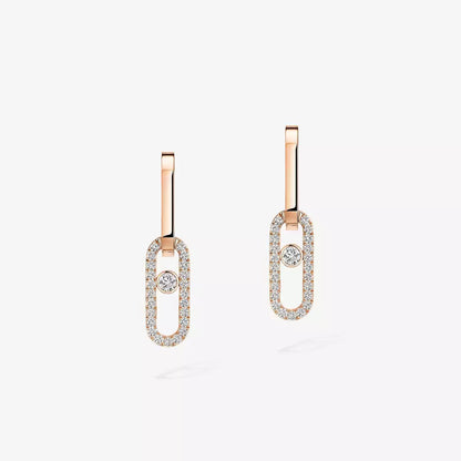 [Panda Jewelry]Move Link Diamond Earrings