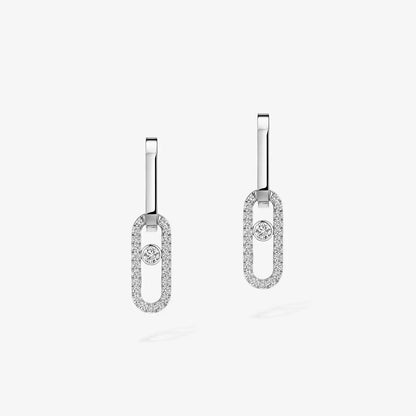 [Panda Jewelry]Move Link Diamond Earrings