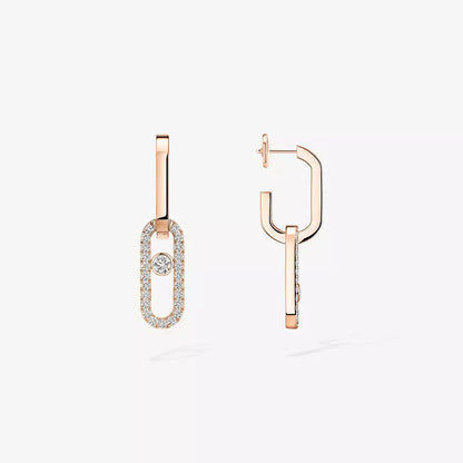 [Panda Jewelry]Move Link Diamond Earrings