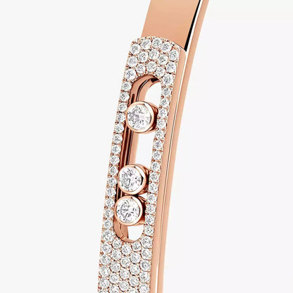 [Panda Jewelry]Move Noa Rose Gold Pav茅 Diamond Bangle Bracelet