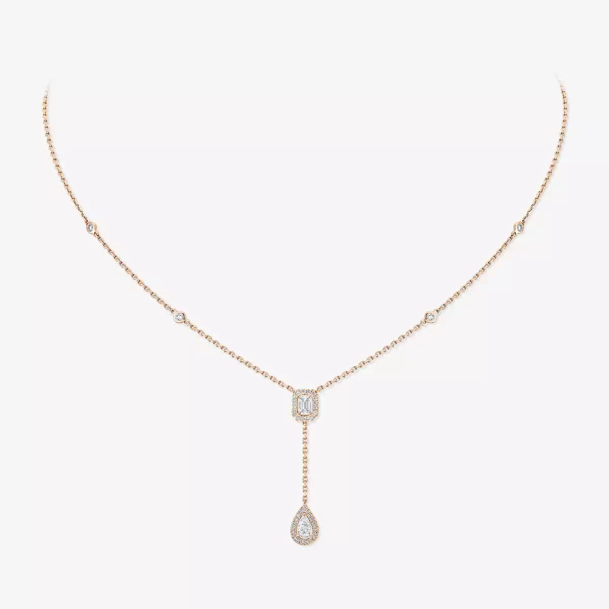 [Panda Jewelry]Gold Diamond Tie Necklace