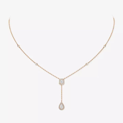 [Panda Jewelry]Gold Diamond Tie Necklace