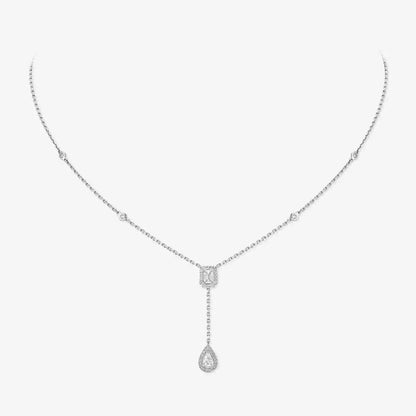 [Panda Jewelry]Gold Diamond Tie Necklace