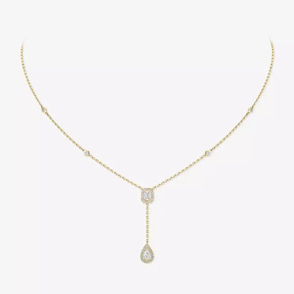 [Panda Jewelry]Gold Diamond Tie Necklace