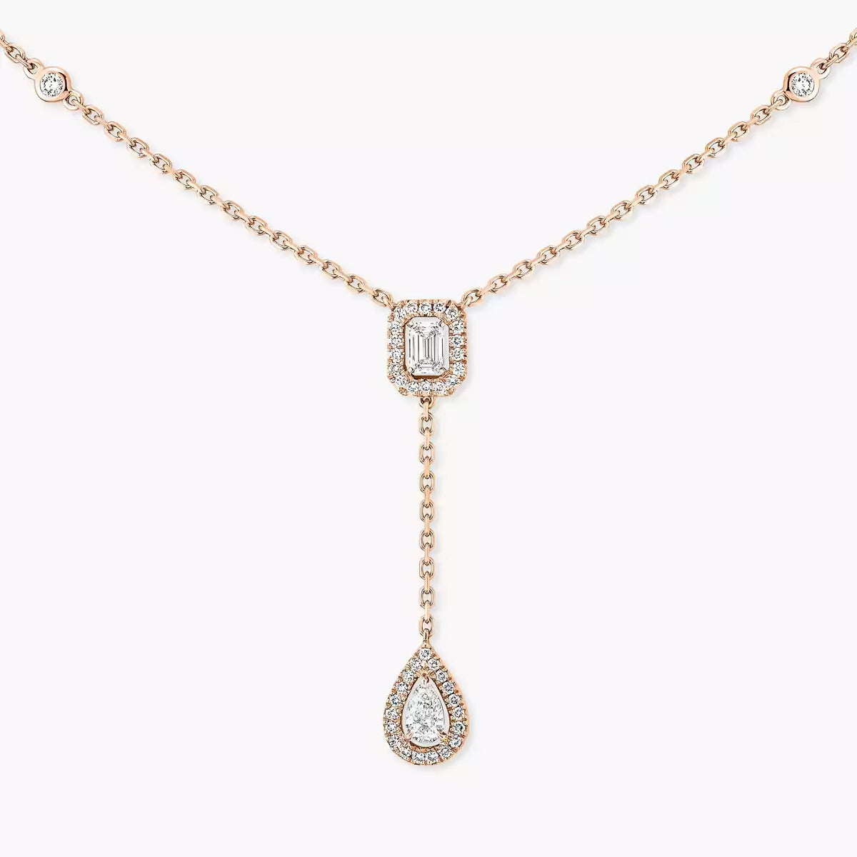 [Panda Jewelry]Gold Diamond Tie Necklace