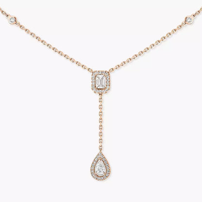 [Panda Jewelry]Gold Diamond Tie Necklace