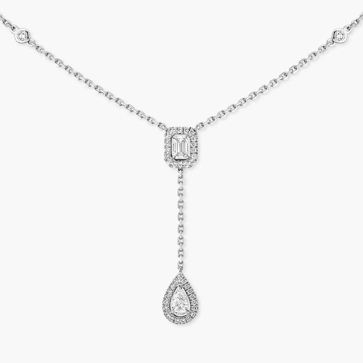 [Panda Jewelry]Gold Diamond Tie Necklace