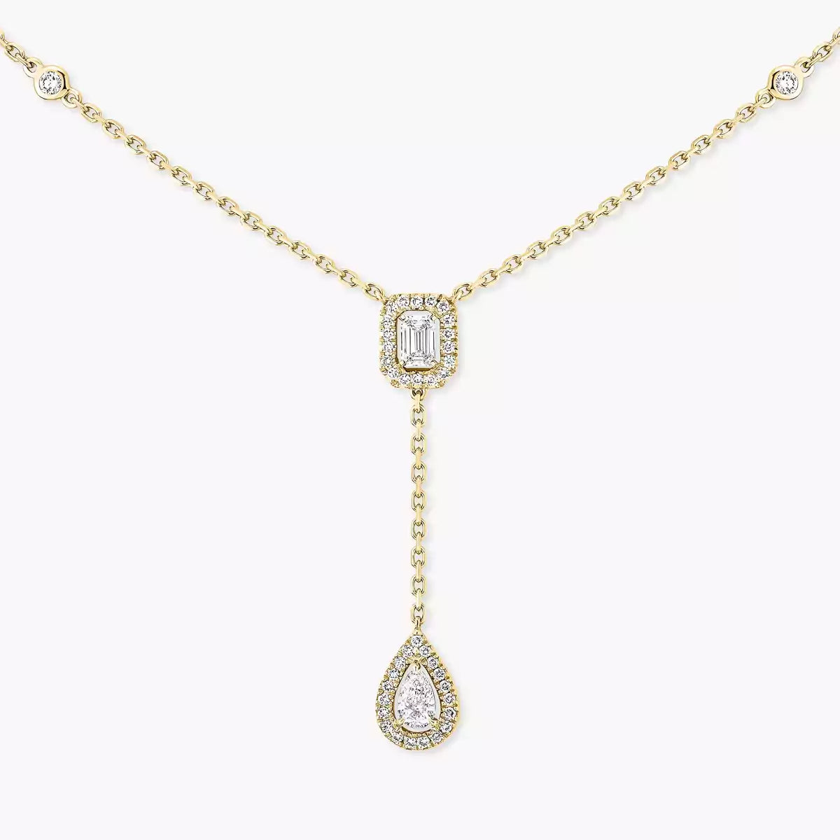 [Panda Jewelry]Gold Diamond Tie Necklace