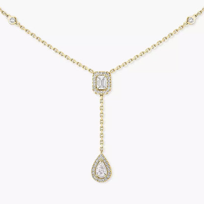 [Panda Jewelry]Gold Diamond Tie Necklace