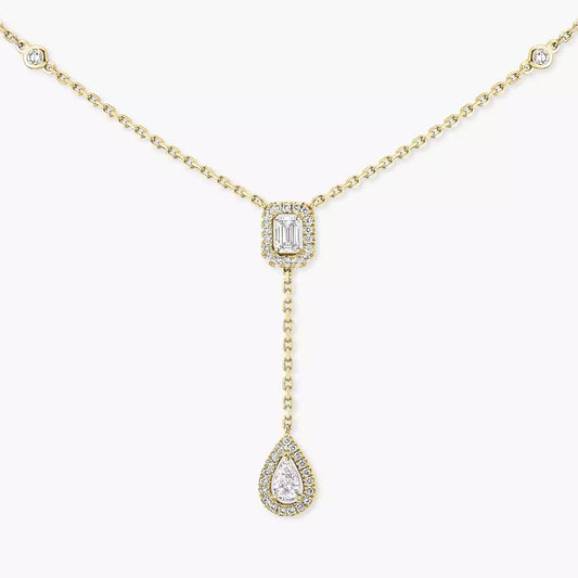 [Panda Jewelry]Gold Diamond Tie Necklace