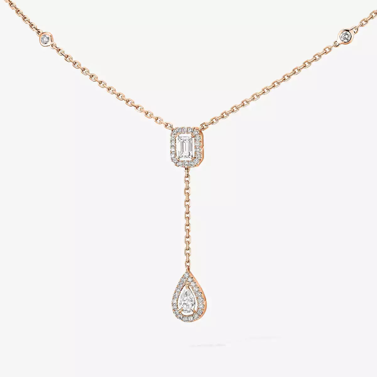 [Panda Jewelry]Gold Diamond Tie Necklace