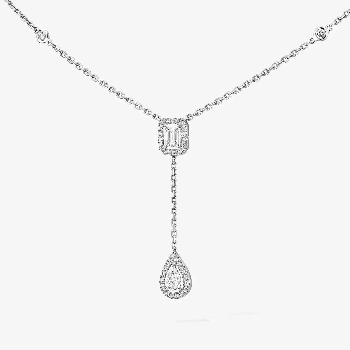 [Panda Jewelry]Gold Diamond Tie Necklace
