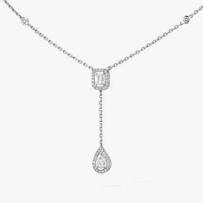 [Panda Jewelry]Gold Diamond Tie Necklace