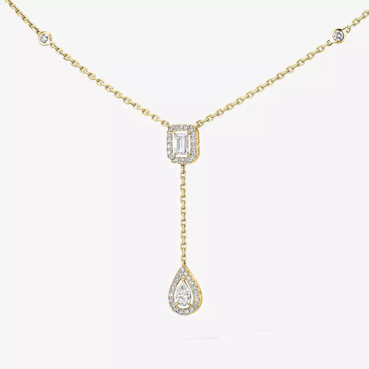 [Panda Jewelry]Gold Diamond Tie Necklace