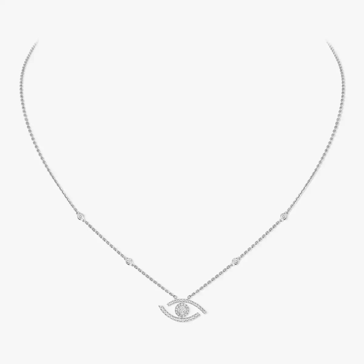 [Panda Jewelry]Pave_ Diamond Necklace Lucky Eye