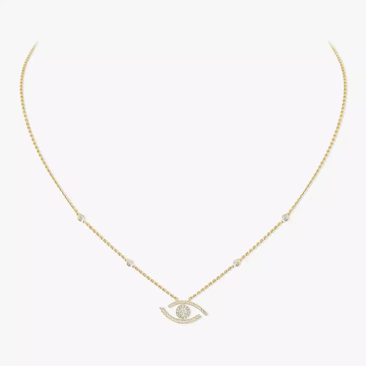 [Panda Jewelry]Pave_ Diamond Necklace Lucky Eye