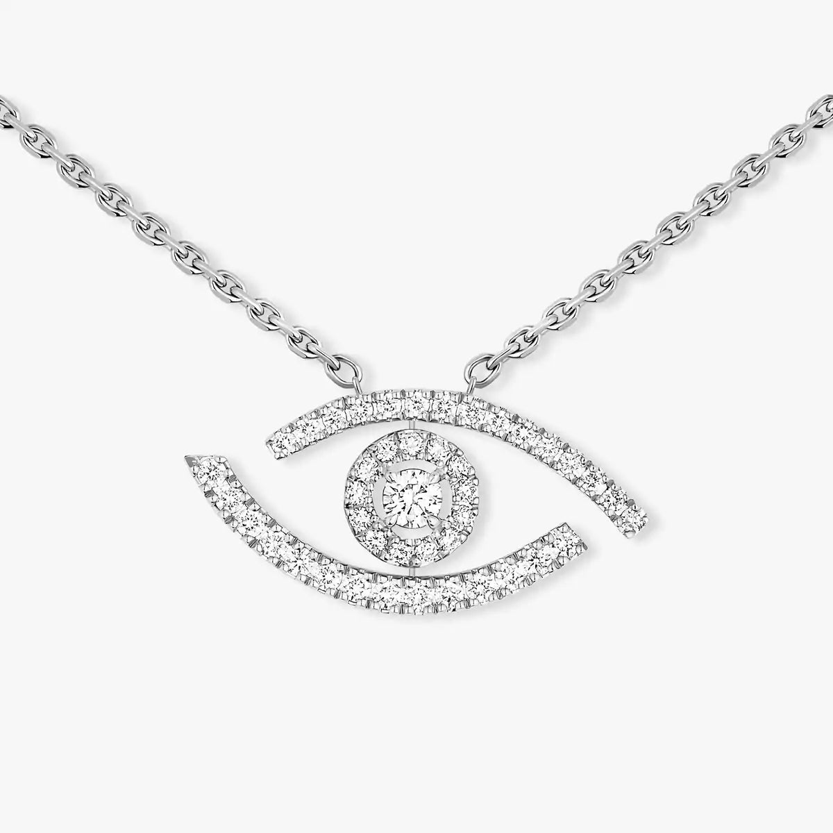 [Panda Jewelry]Pave_ Diamond Necklace Lucky Eye