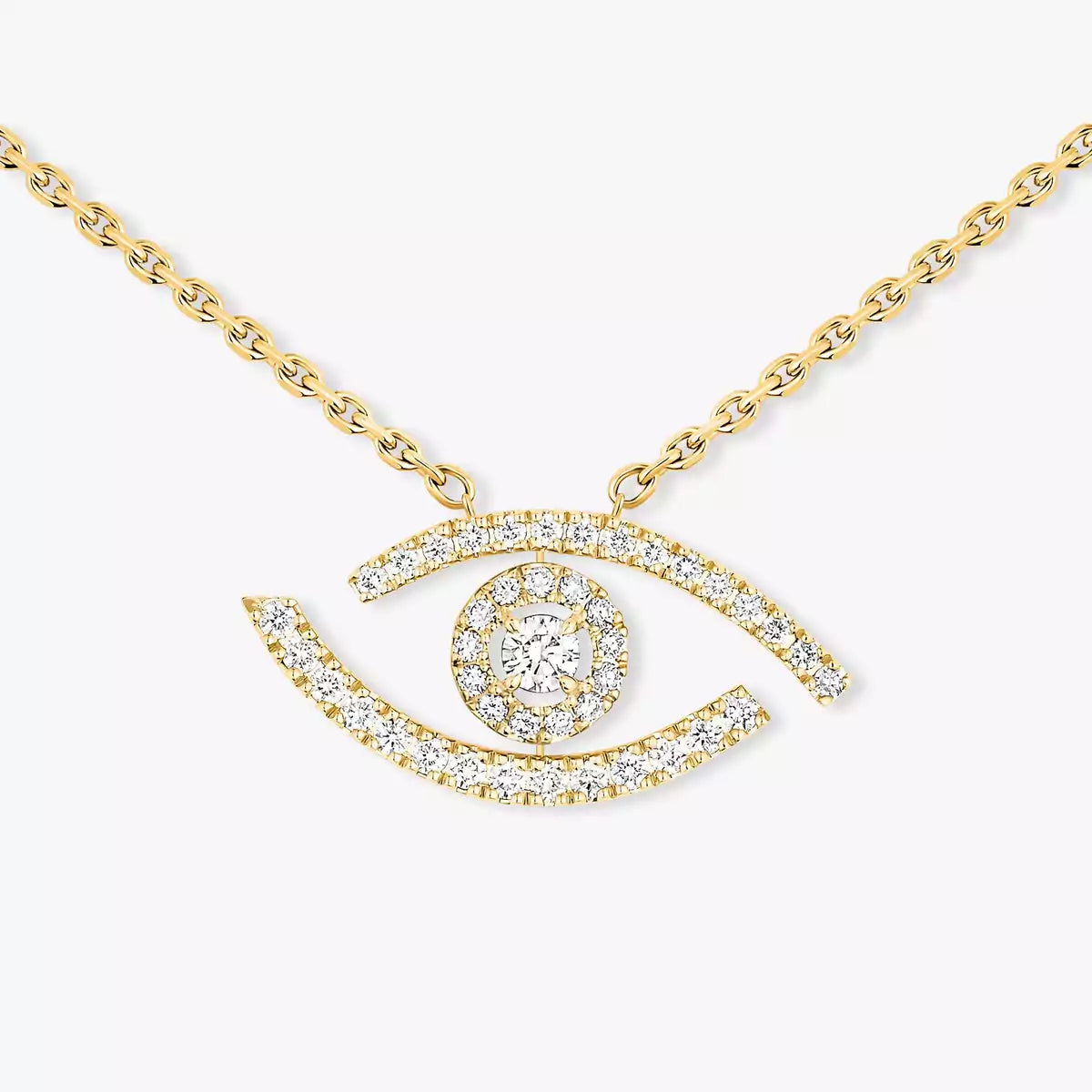 [Panda Jewelry]Pave_ Diamond Necklace Lucky Eye