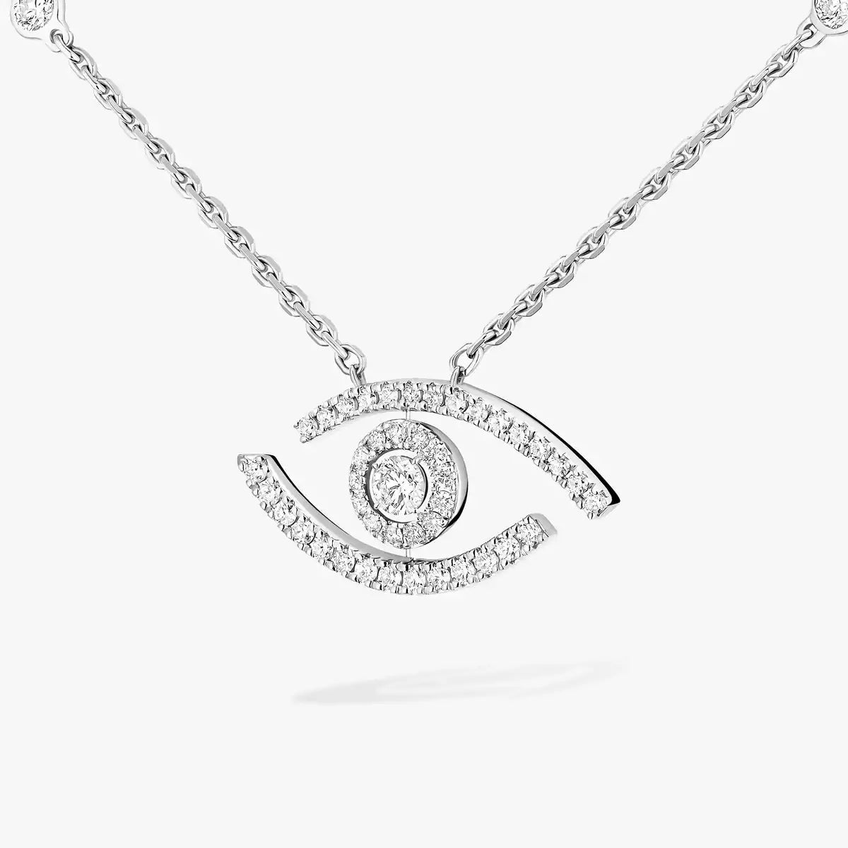 [Panda Jewelry]Pave_ Diamond Necklace Lucky Eye