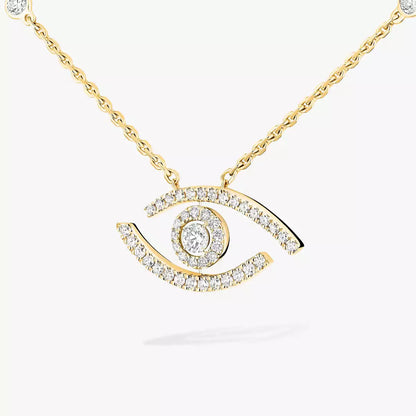 [Panda Jewelry]Pave_ Diamond Necklace Lucky Eye