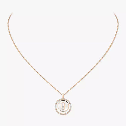[Panda Jewelry]Lucky Move Diamond Necklace in Rose Gold and White Mother-of-Pearl