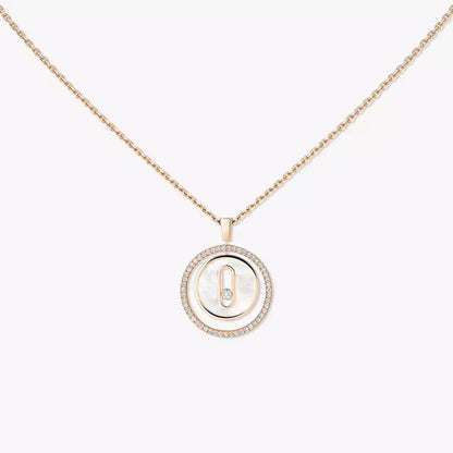 [Panda Jewelry]Lucky Move Diamond Necklace in Rose Gold and White Mother-of-Pearl