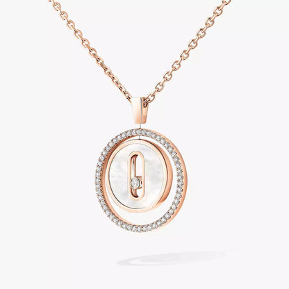 [Panda Jewelry]Lucky Move Diamond Necklace in Rose Gold and White Mother-of-Pearl
