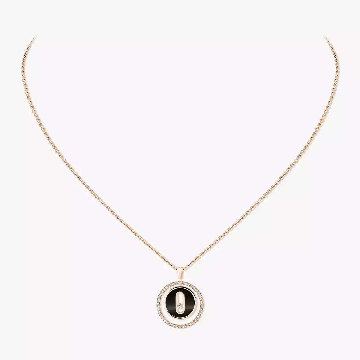 [Panda Jewelry]Lucky Move Diamond Necklace in Rose Gold and White Mother-of-Pearl