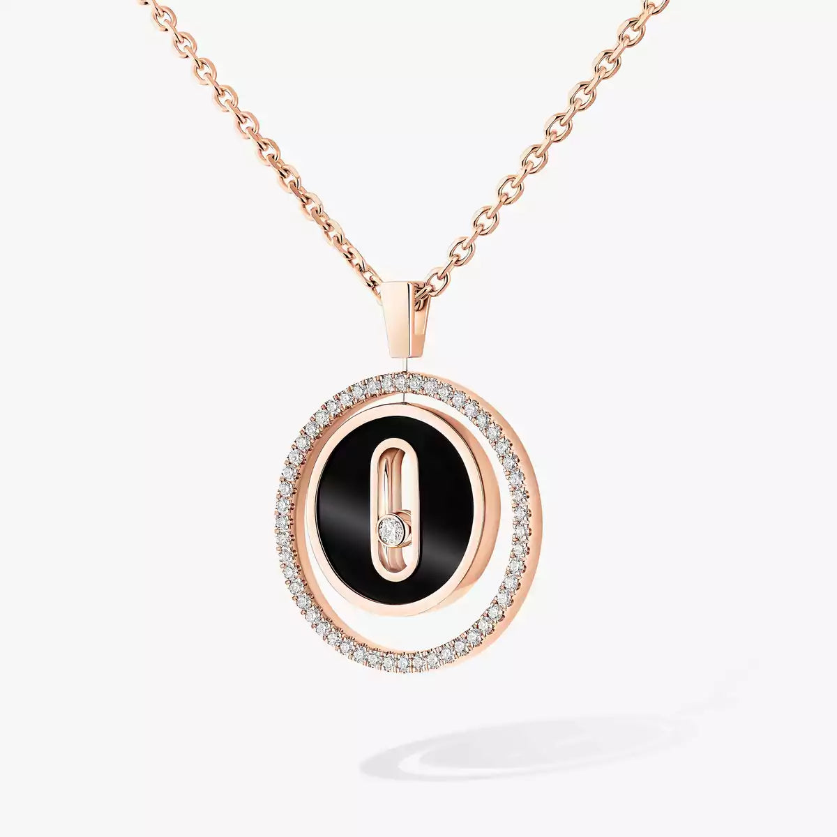 [Panda Jewelry]Lucky Move Diamond Necklace in Rose Gold and White Mother-of-Pearl