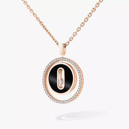 [Panda Jewelry]Lucky Move Diamond Necklace in Rose Gold and White Mother-of-Pearl