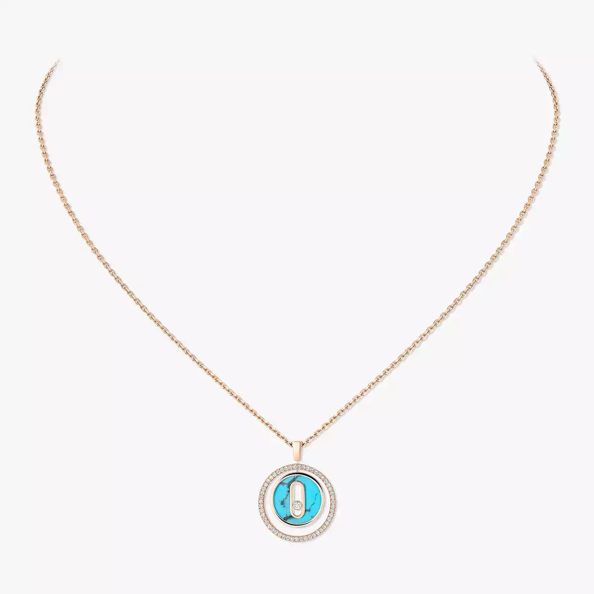[Panda Jewelry]Lucky Move Diamond Necklace in Rose Gold and White Mother-of-Pearl