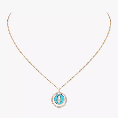 [Panda Jewelry]Lucky Move Diamond Necklace in Rose Gold and White Mother-of-Pearl