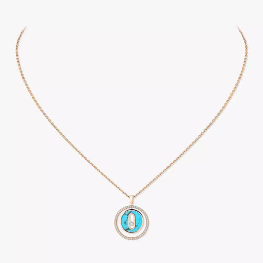 [Panda Jewelry]Lucky Move Diamond Necklace in Rose Gold and White Mother-of-Pearl