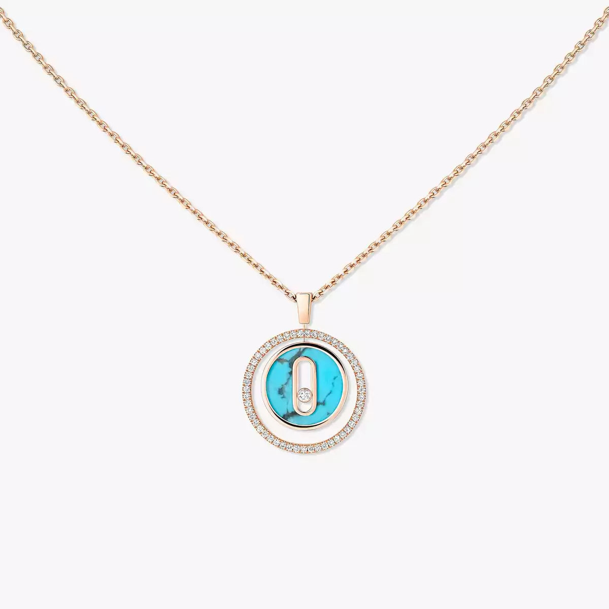 [Panda Jewelry]Lucky Move Diamond Necklace in Rose Gold and White Mother-of-Pearl